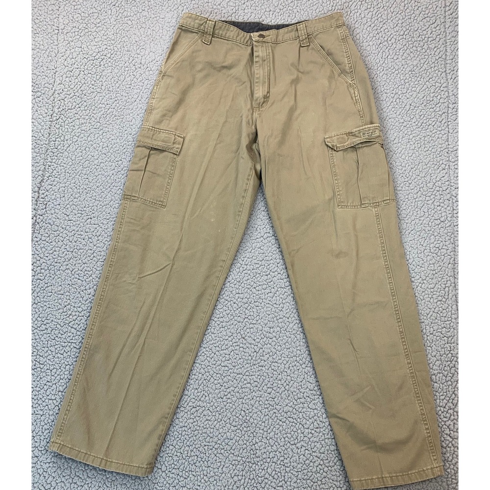 Wrangler Cargo‎ Pants Mens 34x31 Tan Khaki Straight Leg Cotton Twill Workwear